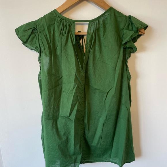 EUC velvet by Graham & Spencer Kelly green flutter sleeved top - Picture 3 of 6